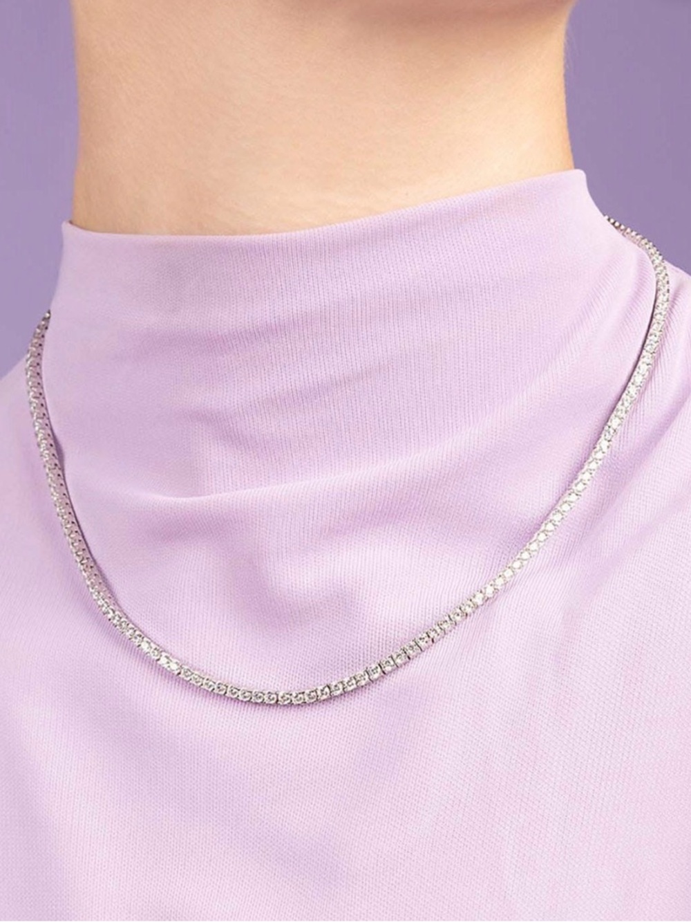 Tennis Necklace Pave Choker Sterling Silver